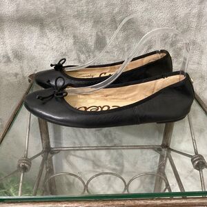 Sam Edelman Shoes Womens 9.5 M Ballet Flats Comfort Bow Black Leather Slip On